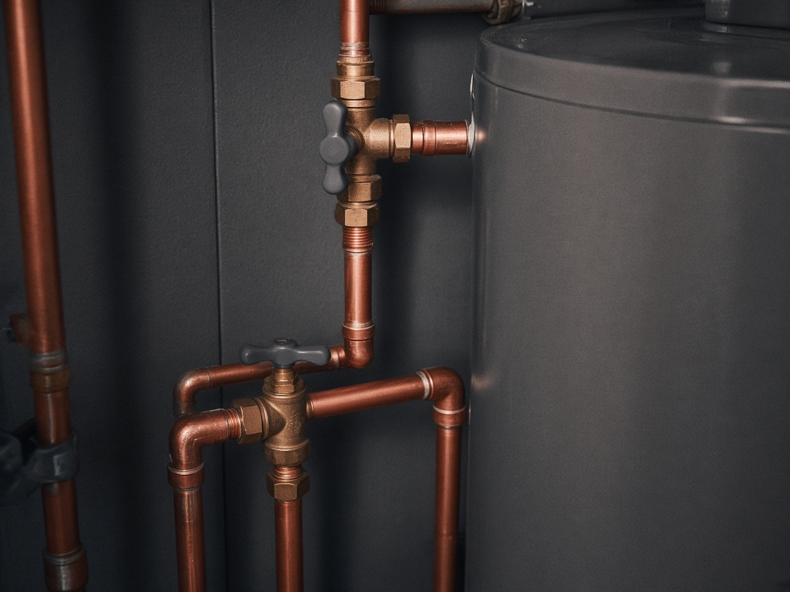 Copper water heater valves and fittings